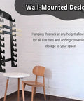 Heavy Duty Black Acrylic Drumstick Holder, Slick Floor Standing Rack For Ten Sticks And Mallets, Badass Percussion Gear Organizer mounted on wall