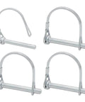 4 Pack One Quarter Inch By Two Inch Wire Lock Pins Heavy Duty Zinc Plated PTO Hitch Pins on white background