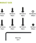 Contents of 540 Pcs M3 Screw And Nut Kit With Hex Socket Button Head Cap Screws Nuts And Washers Set Metric Machine Screw Assortment