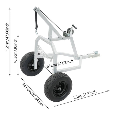 Heavy Duty Log Trailer For Farm Use, Two Wheel Utility Trailer Built Tough With Sturdy Frame And Chain, 1500 Lb Load Capacity