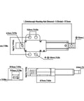 Mini Electric Linear Actuator 24V Dc Waterproof Motor Featuring 40Mm Hella Smooth Travel Push 30Mm Per Second Quick Response dimensions diagram with measurements.