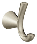 Glyde Brushed Nickel Wall Mount Robe Hook For Bathroom Towel And Bath Robe With Pro-Fit Easy Install And Template Coordinates With Genta Collection Durable Stainless Finish Space-Saving Must-Have Bath Accessory For Modern Homes, side angle