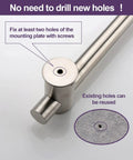 24 Inch Shower Slide Bar With Adjustable Holder Stainless Steel Wall Mount Sliding Bar In Brushed Nickel Finish closeup of end attachment