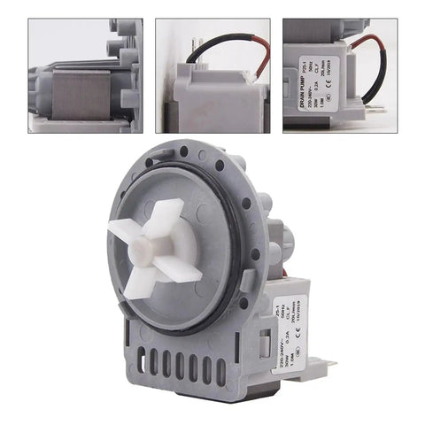 Heavy Duty Washing Machine Drain Pump Replacement For Fully Automatic Washers Durable Plastic Pump Assembly With High Flow And Quick Drain No Fuss Laundry Upgrades, gray plastic drain pump with front impeller