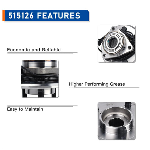 Close-up of Two Pack Front Wheel Hub Bearing Assembly For Dodge Ram 1500 2009 2010 And 2011 With ABS 5 Lug Ready To Install