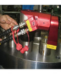 Professional Hydraulic Torque Wrench 36992 Nm with red swivel couplers, adjustable arm, and aluminum build for heavy tasks.