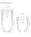 3 Pack Replacement Cups For 250W Personal Blenders 16 Oz Tall Cup And 12 Oz Short Cup BPA Free Tritan Material Dishwasher Safe