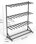 Rock Solid Heavy Duty Metal Life Vest Storage Rack For Water Sports Gear Stash with dimensions 175cm x 120cm x 50cm.