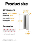 Dimensions and details of Adhesive Cabinet Pulls 5 Pack 3 To 9 Sixteen Inch Length Covers 3 Inch Hole Center No Drill Finger Pulls.