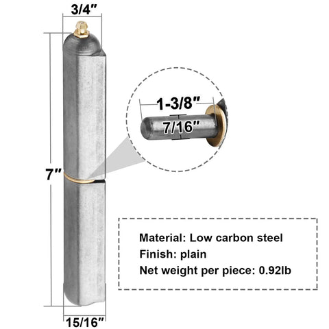 Beefy Four Pack 7 Inch Weld On Bullet Hinges Heavy Duty Barrel Hinges With 3/4 Inch Bore And 7/16 Inch Pin 650 Lbs Per Pair For BBQ Smokers Swing Gates And Trailer Ramps Natural Finish, low carbon steel