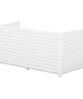 Heavy Duty Ground Mounting Kit for Four Panel Privacy Screens That Secures To Concrete, featuring white panels standing up to wind.