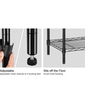 Built Like A Tank Triple Shelf Wire Rack With Sliding Height Adjustments Heavy Load Steel Storage Organizer For Garage Workloads Kitchen Storage And Home Tasks Black Finish adjustable shelves and levelers for stability