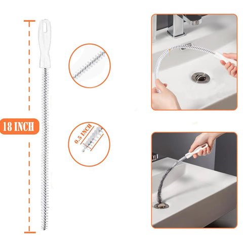 Flexible Drain Snake Clog Remover Tool For Toilet, Shower, Kitchen And Bathroom Drains, 61 Inch Reach Gutter Cleaner Grabber, Opens Stubborn Clogs Quickly, Flexible Claw Reacher For Easy Home Plumbing