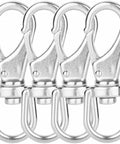 Four stainless steel swivel-eye snap hooks, 3-1/2-in length with 3/4-in eye, flag clip style, 4-pack