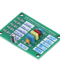 Calibration Reference Plate For Capacitance Testing And Multimeter Calibration, Easy Terminal Alignment For Accurate Readings, Precision Measurement Tool Compatible With AD584 LM399 Meters In Electronics Labs, featuring labeled resistors and terminals on a green circuit board.
