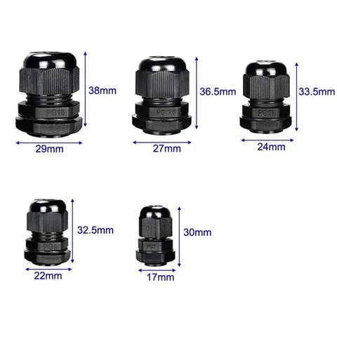 Waterproof IP68 Nylon Cable Gland Kit 10 Pieces Heavy Duty Adjustable Locknuts For Pg7 Pg9 Pg11 Pg13.5 Pg16 Cables