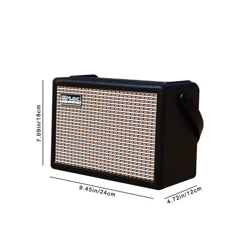 15W Portable Guitar Amp With Bluetooth For Acoustic And Electric Guitars, Reverb Effect, 2 Band EQ, AUX In, Compact Black
