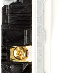 Side view of Decora 3 Way AC Quiet Rocker Switch 15 Amp 120/277V Residential Grade Pro Quality Grounding White 10 Pack