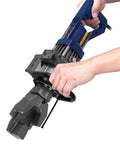 VgtHK 900W Electric Hydraulic Rebar Bender Tool handheld for bending 5/8 inch #5 16Mm bars, showing user operation.