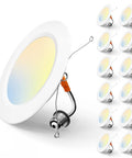 12 Pack of 5 Or 6 Inch LED Recessed Lighting Kit, 1050LM, Dimmable, IC Rated Retrofit, ETL Listed, CCT Selectable