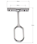 Hella Sturdy Closet Rod Center Supports, 3 Pack Chrome Oval Brackets, detailed view of a chrome bracket measuring 75mm x 44mm.
