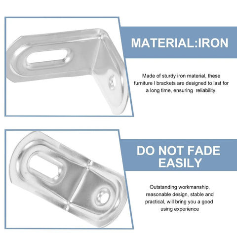 Heavy Duty Iron Right Angle Corner Brackets Set 90 Degree Rounded Design Silver Shelf Supports For Cabinets Bookcases