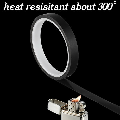 High Temperature PTFE Heat Resistant Tape For Heat Transfer Applications, 1 Roll, One Half Inch Wide, 33 Feet Long, Waterproof Black Adhesive Film Tape For Durable Seals And Smooth Surfaces Built For Tough Jobs shown near a lighter