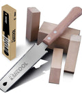 RUITOOL 6-inch Japanese pull saw with beech handle and double-edged blade, shown with its box