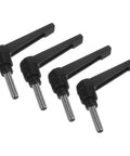 Set Of Four Clamping Lever Handles M6 X 20mm 304 Stainless Steel Threaded Male Stud Adjustable Locking Quick Release Black