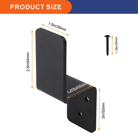 2x4 Door Barricade Brackets Z Shape Black Heavy Duty Security Lock Bar For Home Safety Steel with Screws Close-up View