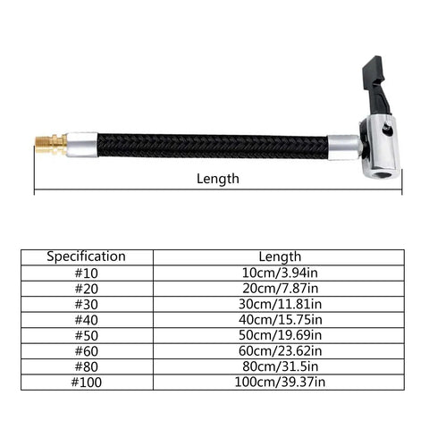 Universal Air Pump Hose Adapter Extension Tube For Car And Motorbike Tire Inflator Durable Flexible Locking Valve Connector Tool Kit 20cm black braided hose