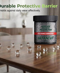 No Sweat All In One Surface Restoration Polish With Soft Applicator Pad For Scuffed Wood Floors And Dull Cabinet Doors Scrubs Away Stickiness And Grime And Leaves It Looking Brand Spanking New Today on a polished wood surface.