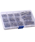 Solid 440 Piece Metric M3 Machine Screw Assortment Kit 304 Stainless With Hex Heads Two Hex Keys Ideal For Machinery Electronics Repair Needing Rust Proof Fasteners That Stay Secure Stop Loosening For Pros And DIYers Keep Gear Tight On Project. organizer box with M3 stainless screws and Allen keys