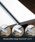 Built Tough 24 By 32 Inch Router Table Top And Heavy Duty Workstand with standard miter gauge track and miter bars.