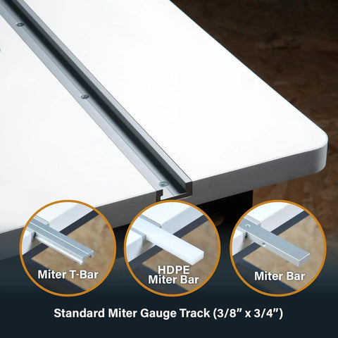 Built Tough 24 By 32 Inch Router Table Top And Heavy Duty Workstand with standard miter gauge track and miter bars.