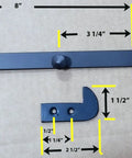 Heavy Duty Rectangular Gate Thumb Latch With Dead Simple Two Way Throw Rock Solid Steel Construction And Smooth Black Powder Coat Exterior, dimensions displayed.
