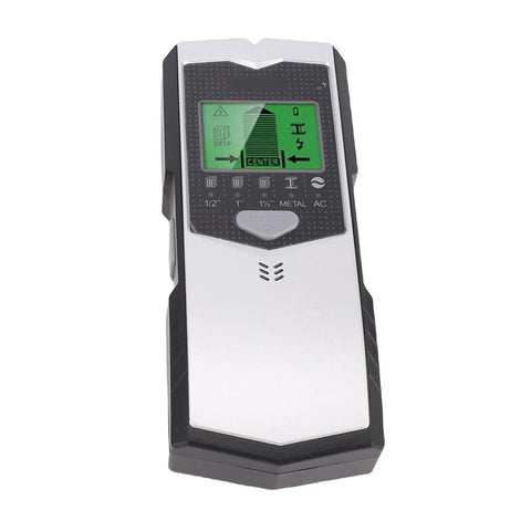 YDuupxe Wall Scanner Detector 5 in 1 Wood Metal Live Wire Finder with LCD display and buttons for easy detection.