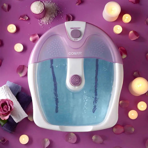 At Home Foot Spa Bath With Vibration Massage Deep Basin And Jets For Relaxing Pedicure Foot Massager Pink And White Color Perfect