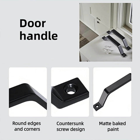 6.1 Inch Matte Black Sliding Barn Door Handle Pull 2 Pack Heavy Duty Zinc Alloy For Cabinet Drawer Dresser Closet No Drill Install Easy Mount Rustproof