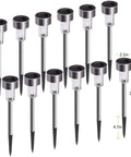 Outdoor Solar Pathway Lights 12 Pack Stainless Steel Waterproof LED Landscape Lighting For Yard Patio Walkway Garden Lawn Cool White
