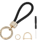 Braided Rope Leather Keychain With Rotatable D Ring And Zinc Alloy Screwdriver For Keys Bags And Wallets Weave Style Key Chain