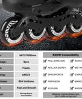 Eight Pack Inline Skate Wheels Set 72mm 76mm 80mm With ABEC9 Bearings And 85A PU Durometer in use on pavement with specs displayed