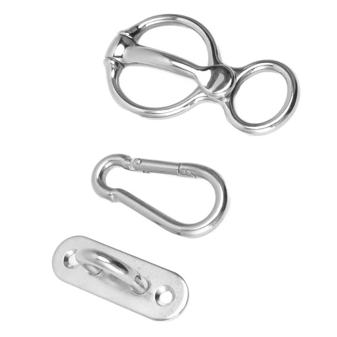 Stainless Steel Horse Tie Ring With Safety Release Mechanism for Training Half Round Ring With Eye Bolts for Pulling Back Durable Metal