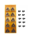 Pro Grade 20 Piece Carbide Threading Insert Set With 16Er And 16Ir Ag60 Geometry built solid in yellow storage case with screws.