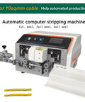 Automatic electric stripper and cutter machine for 10sqmm cable, features LCD display and precision controls.