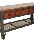 Rolling Workbench With Solid Hardwood Top 72 Inch By 24 Inch Heavy Duty Steel Construction Three Drawer Tool Station