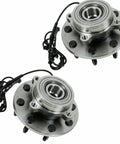 Premium Front Wheel Hub And Bearing Assembly Pair Set For Ram 1500 2500 3500 4WD 2006 2008 shown from the top with wiring.