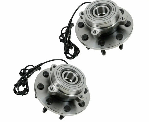 Premium Front Wheel Hub And Bearing Assembly Pair Set For Ram 1500 2500 3500 4WD 2006 2008 shown from the top with wiring.