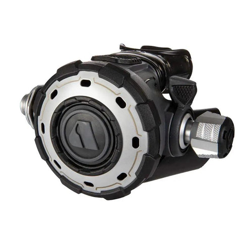 MTX RC Scuba Regulator with Smooth Breathing, Beast Mode Reliability, and advanced pneumatic design close-up view from angle