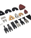 Wood Oscillating Multitool Blade Kit All-In-One 88 Piece Set with assorted blades, sandpaper, and gaskets on white background